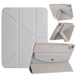 For iPad 2025 / 2022 Back Wallet Y-Fold Deformation Leather Smart Tablet Case(Grey)
