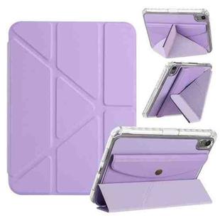 For iPad mini 2024 / mini 6 Back Wallet Y-Fold Deformation Leather Smart Tablet Case(Purple)