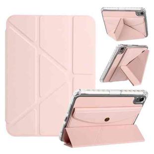For iPad mini 2024 / mini 6 Back Wallet Y-Fold Deformation Leather Smart Tablet Case(Pink)
