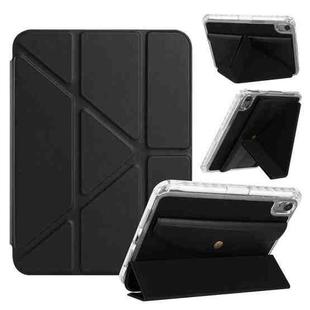 For iPad mini 2024 / mini 6 Back Wallet Y-Fold Deformation Leather Smart Tablet Case(Black)