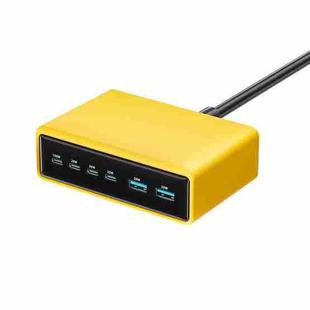 200W 4xUSB-C / Type-C and 2xUSB-A Multi-function 6 Ports GaN Desktop Fast Charger, Plug:EU Plug(Yellow)