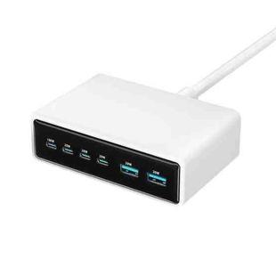 200W 4xUSB-C / Type-C and 2xUSB-A Multi-function 6 Ports GaN Desktop Fast Charger, Plug:US Plug(White)