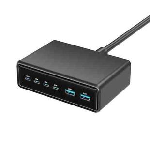 200W 4xUSB-C / Type-C and 2xUSB-A Multi-function 6 Ports GaN Desktop Fast Charger, Plug:US Plug(Black)