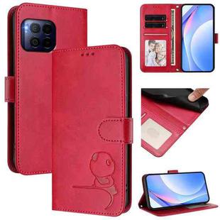 For T-Mobile Revvl 7 Pro / T Phone 2 Pro 5G Litter Panda Embossing RFID Leather Phone Case with Lanyard(Rose Red)