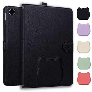For Samsung Galaxy Tab A9+ Cat Skin-feel Litchi Leather Tablet Case(Black)