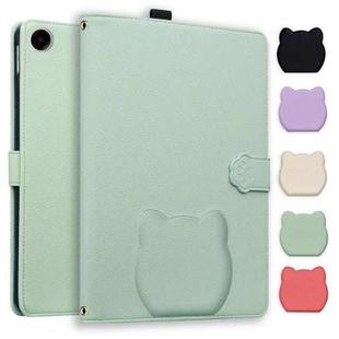 For Samsung Galaxy Tab A9 Cat Skin-feel Litchi Leather Tablet Case(Green)