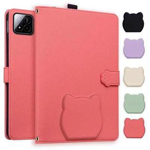 For Xiaomi Pad 7 Cat Skin-feel Litchi Leather Tablet Case(Watermelon Red)