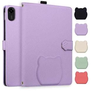 For Xiaomi Redmi Pad 2 Cat Skin-feel Litchi Leather Tablet Case(Purple)