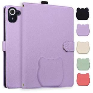 For Xiaomi Redmi K Pad Cat Skin-feel Litchi Leather Tablet Case(Purple)