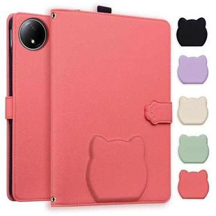 For Xiaomi Redmi Pad SE 8.7 Cat Skin-feel Litchi Leather Tablet Case(Watermelon Red)