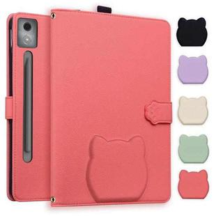 For Lenovo Xiaoxin Pad Pro 12.7 2025 Cat Skin-feel Litchi Leather Tablet Case(Watermelon Red)