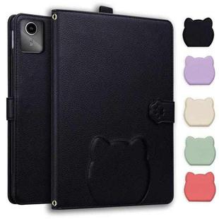 For Lenovo Xiaoxin Pad 2025 / K11 Gen2 Cat Skin-feel Litchi Leather Tablet Case(Black)