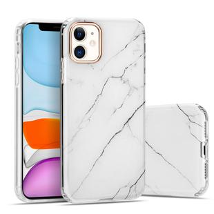 For iPhone 11 Marble Pattern Electroplating Phnom Penh TPU Phone Protective Case(White)