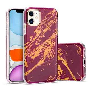 For iPhone 11 Pro Max Marble Pattern Electroplating Phnom Penh TPU Phone Protective Case(Brick Red)