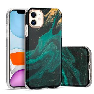 For iPhone 12 mini Marble Pattern Electroplating Phnom Penh TPU Phone Protective Case(Emerald)