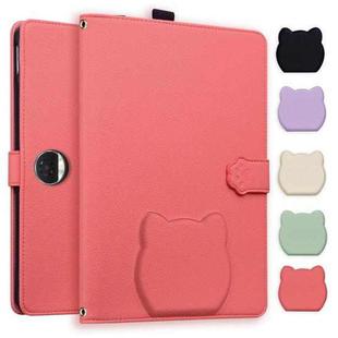 For Honor Pad 9 12.1 2023 / HEY2-W09 Cat Skin-feel Litchi Leather Tablet Case(Watermelon Red)