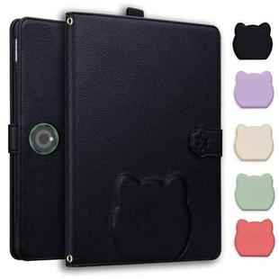 For OnePlus Pad Pro 12.1 / Pad 2 12.1 2024 Cat Skin-feel Litchi Leather Tablet Case(Black)