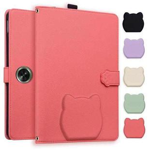 For OnePlus Pad GO / OPPO Pad Air 2 2023 Cat Skin-feel Litchi Leather Tablet Case(Watermelon Red)