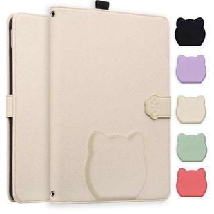 For Amazon Kindle Scribe 10.2 2022 / 2024 Cat Skin-feel Litchi Leather Tablet Case(Apricot White)