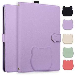 For Amazon Kindle Scribe 10.2 2022 / 2024 Cat Skin-feel Litchi Leather Tablet Case(Purple)