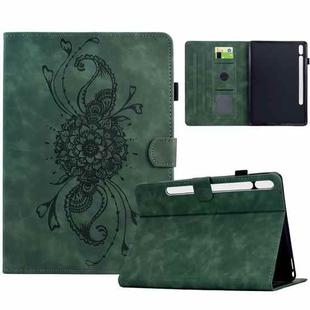 For Samsung Galaxy Tab S10 FE+ Mandala Embossed Smart Leather Tablet Case(Green)