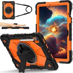 For Samsung Galaxy Tab S10 FE / S9 Contrast Color Robot Silicone Hybrid PC Tablet Case(Black Orange)