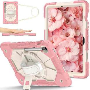 For Samsung Galaxy Tab S10 FE / S9 Contrast Color Robot Silicone Hybrid PC Tablet Case(Rose Gold Beige)