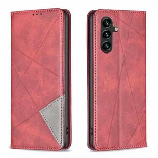For Samsung Galaxy S25 FE 5G Rhombus Texture Magnetic Leather Phone Case(Red)