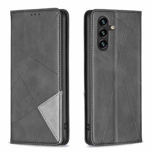 For Samsung Galaxy S25 FE 5G Rhombus Texture Magnetic Leather Phone Case(Black)