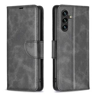 For Samsung Galaxy S25 FE 5G Lambskin Texture Pure Color Flip Leather Phone Case(Black)