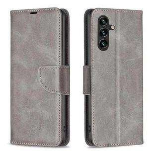 For Samsung Galaxy S25 FE 5G Lambskin Texture Pure Color Flip Leather Phone Case(Grey)