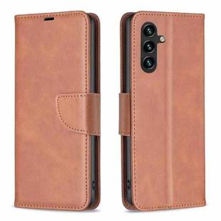 For Samsung Galaxy S25 FE 5G Lambskin Texture Pure Color Flip Leather Phone Case(Brown)