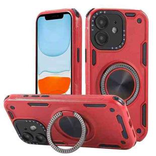 For iPhone 11 Three-core Mecha 360 Degree Rotation Magnetic Holder Phone Case(Red)