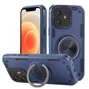 For iPhone 12 Three-core Mecha 360 Degree Rotation Magnetic Holder Phone Case(Royal Blue)