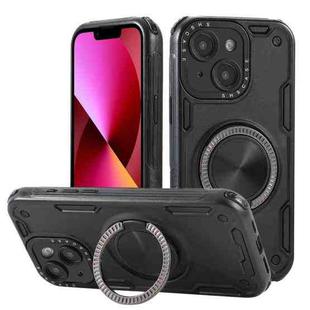 For iPhone 13 Three-core Mecha 360 Degree Rotation Magnetic Holder Phone Case(Black)