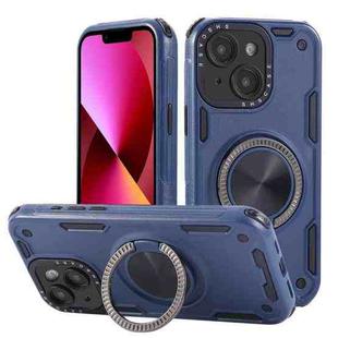 For iPhone 13 Three-core Mecha 360 Degree Rotation Magnetic Holder Phone Case(Royal Blue)