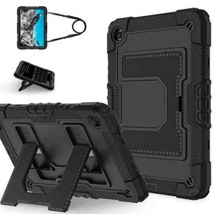 For Samsung Galaxy Tab S10 FE / S9 Big Holder Silicone Hydric PC Tablet Case with Shoulder Strap(Black)