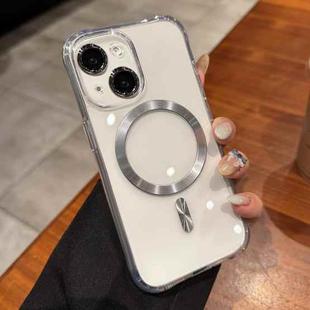 For iPhone 15 Plus Transparent Acrylic MagSafe Phone Case(Silver)