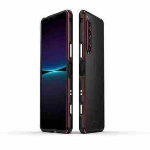 For Sony Xperia 1 VII Aurora Series Lens Protector + Metal Frame Phone Case(Black Red)