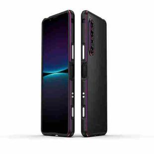 For Sony Xperia 1 VII Aurora Series Lens Protector + Metal Frame Phone Case(Black Purple)