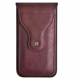 VIETAO Dual-Layer Pockets Crazy Horse Waist-Hanging Phone Bag(Wine Red)