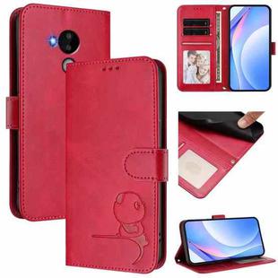 For Nokia C30 Litter Panda Embossing RFID Leather Phone Case with Lanyard(Rose Red)
