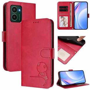 For HMD Pulse Pro / Pulse / Pulse+ Litter Panda Embossing RFID Leather Phone Case with Lanyard(Rose Red)