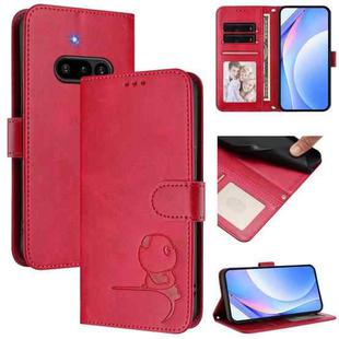 For Nothing Phone 3a Litter Panda Embossing RFID Leather Phone Case with Lanyard(Rose Red)