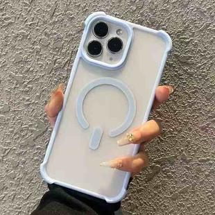 For iPhone 11 Pro Max Semi-transparent Skin Feel Frosted MagSafe Phone Case(Blue)
