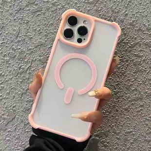 For iPhone 12 Pro Max Semi-transparent Skin Feel Frosted MagSafe Phone Case(Pink)