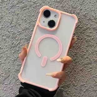 For iPhone 14 Semi-transparent Skin Feel Frosted MagSafe Phone Case(Pink)