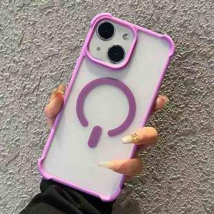 For iPhone 14 Plus Semi-transparent Skin Feel Frosted MagSafe Phone Case(Purple)