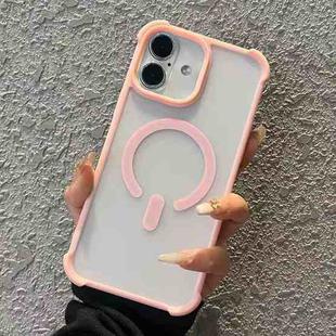 For iPhone 16 Semi-transparent Skin Feel Frosted MagSafe Phone Case(Pink)