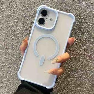 For iPhone 16 Semi-transparent Skin Feel Frosted MagSafe Phone Case(Blue)